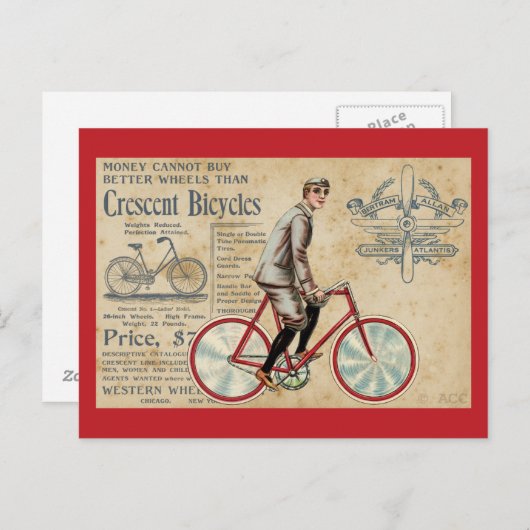 rode fiets met Man Briefkaart (Voorkant / Achterkant)