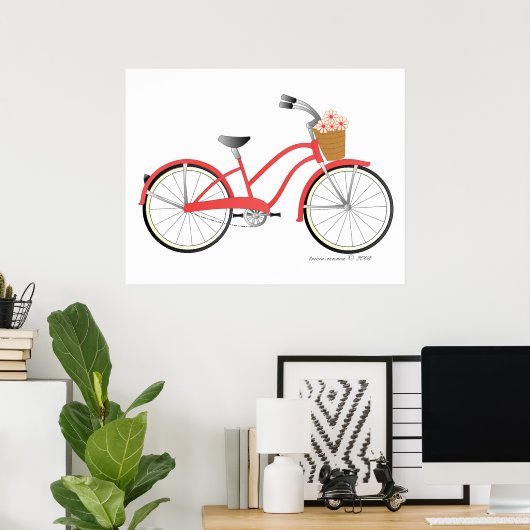 Rode fiets poster (Thuiskantoor)