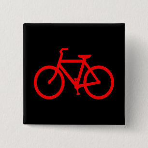 Rode fiets vierkante button 5,1 cm