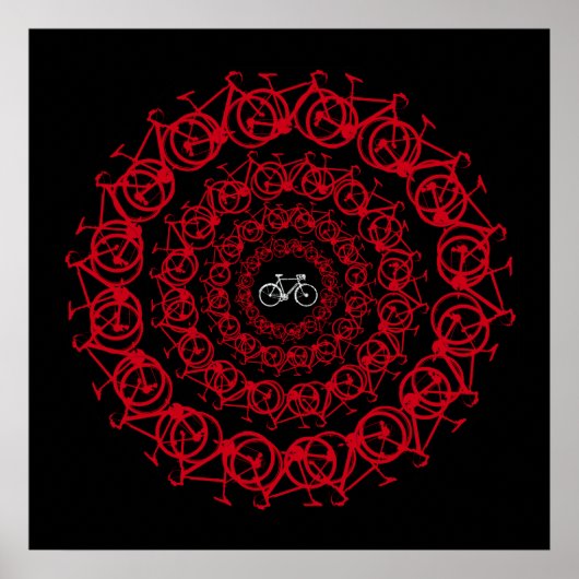 rode fietsen mandala poster (Voorkant)