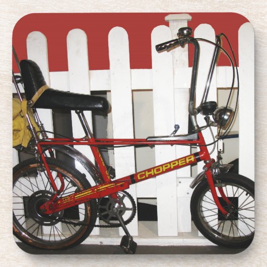 Rode fietsenretro 1970-kaper drankjes onderzetter (Voorkant)