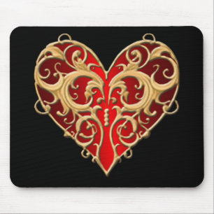 Rode Filigree Hart Muismat