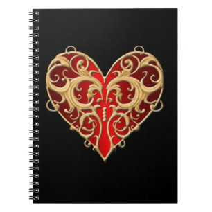 Rode Filigree Hart Notitieboek