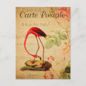  rode flamingo Floral Franse Carte Postale Briefkaart (Voorkant)