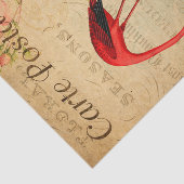  rode flamingo Floral Franse Carte Postale Tissuepapier (Detail)