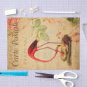  rode flamingo Floral Franse Carte Postale Tissuepapier (Craft)