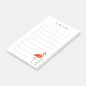 Rode flamingo & kalligrafie op wit gelinieerd post post-it® notes (Schuin)
