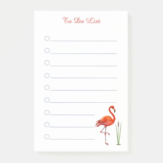 Rode flamingo & kalligrafie op wit gelinieerd post post-it® notes (Voorkant)