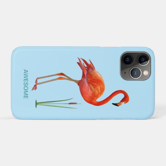 Rode flamingo op lichtblauw Case-Mate iPhone case (Achterkant (horizontaal))