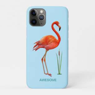 Rode flamingo op lichtblauw iPhone 11 pro hoesje