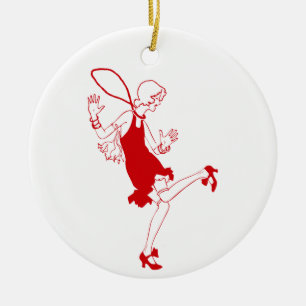 rode flapper meisje keramisch ornament