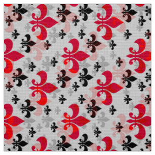 Rode Fleur De Lis op wit Stof