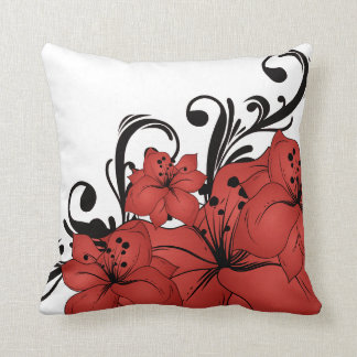 Rode Floral Black Scroll Kussen