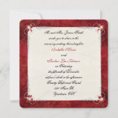 Rode Floral Border Wedding Kaart (Voorkant)