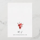 Rode Floral Folie Weddenschap Folie Uitnodiging (Achterkant)