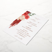 Rode Floral Folie Weddenschap Folie Uitnodiging (Gedraaid)