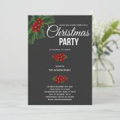 Rode Floral kerstuitnodigingen Kaart (Staand voorkant)