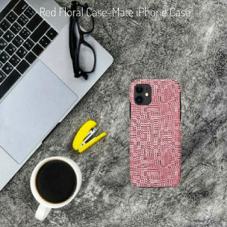 Rode Floral-paneel iPhone 11 Hoesje