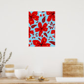 Rode Floral Poster (Keuken)