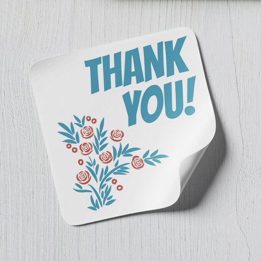 Rode Floral Vierkante Sticker