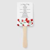 Rode Floral Waterverf bruiloft Handwaaier (Achterkant)