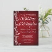  Rode Floral zwemt bruiloft Kaart (Staand voorkant)