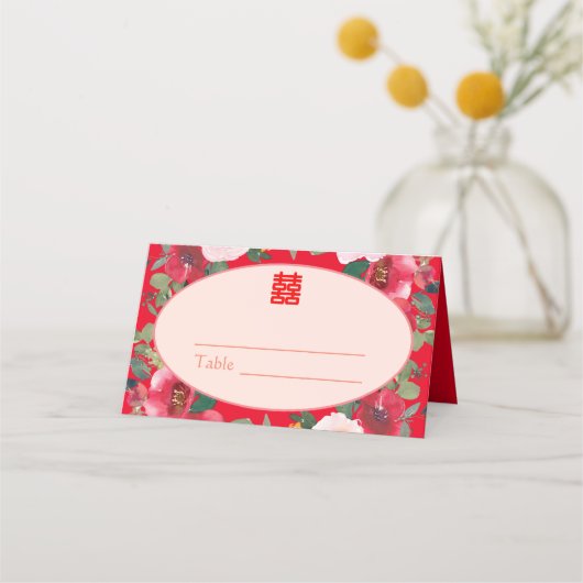 Rode florale met Chinese trouwreceptie (Voorkant)