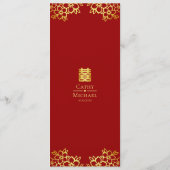 Rode florale moderne Chinese trouwbanket Menu (Achterkant)