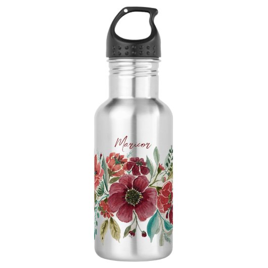 Rode florale waterfles (Voorkant)