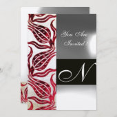 RODE FLUWEEL TULP MONOGRAMM Burgundy Witte Champag Kaart (Voorkant / Achterkant)