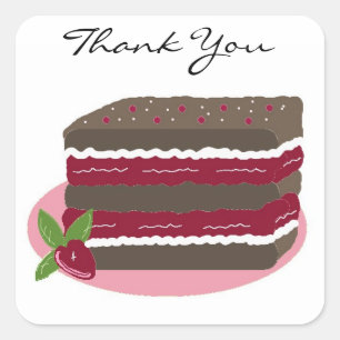 Rode Fluwelen Cake Bedankt Vierkante Sticker