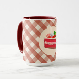Rode fluwelen cake met aardbei roomkaas mok