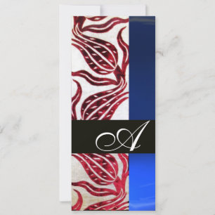 RODE FLUWELEN DAMAST TULPEN MONOGRAM Bourgondië Bl Kaart