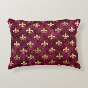 Rode Fluwelen Fleur De Lis Mardi Gras Orleans Patr Accent Kussen