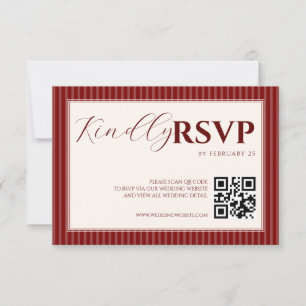 Rode Fluwelen Klassieke Gestreepte Trouw-RSVP RSVP Kaartje