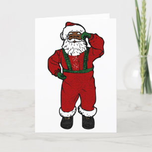 rode fluwelen zwarte kerstman feestdagen kaart