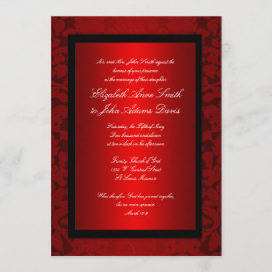 Rode Foil Damask Wedding Uitnodiging