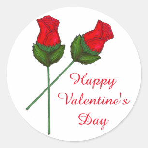 Rode Folie Chocolade Rozen Happy Valentijnsdag Ronde Sticker