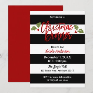 Rode Folie Glans Chic Moderne Script Kerst Diner Kaart