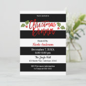 Rode Folie Shine Chic Modern Script Kerstdiner Kaart (Staand voorkant)