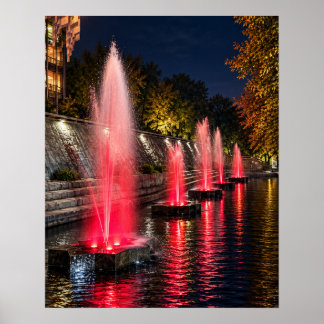 Rode Fontein Nacht 16x20 Ongeframe Kunstprint Poster