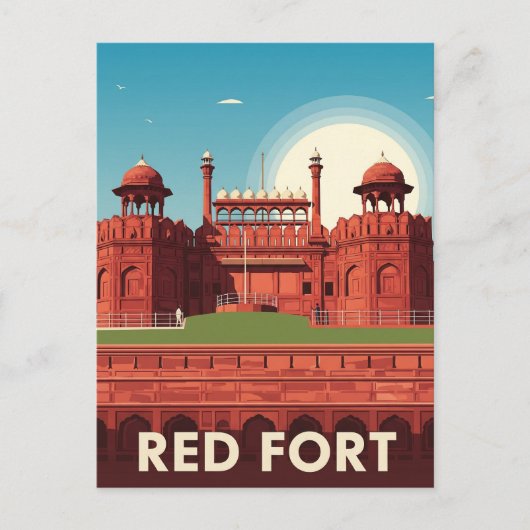  Rode Fort Dehli Indiaas reissouvenir Briefkaart (Voorkant)