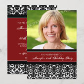 Rode foto 60e verjaardag van uitnodigingen van de  (Voorkant / Achterkant)