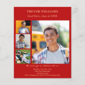 Rode foto Graduation Party uitnodiging (Voorkant)