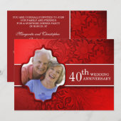 rode foto jubileum uitnodigingen (Voorkant / Achterkant)