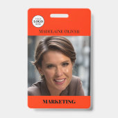 Rode foto QR-code en naam van Logo-medewerker Badge (Voorzijde)
