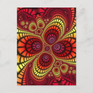 Rode fractale achtergrond briefkaart