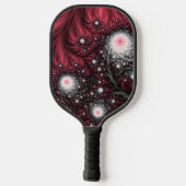 Rode fractale kronkels moderne abstracte trippy aa pickleball paddle (Achterkant)