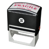 Rode Fragile, Handvat met zorg, Dank u Zelfinktende Stempel (Product)