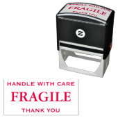 Rode Fragile, Handvat met zorg, Dank u Zelfinktende Stempel (In situ)